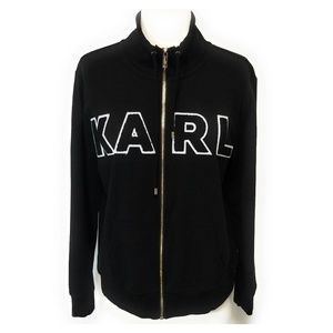 KARL LAGERFELD Black Full Zip Sweatshirt Size M